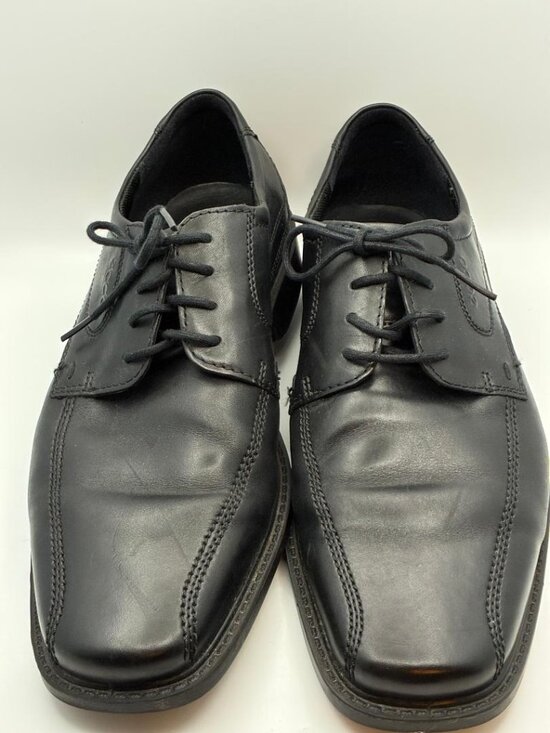 ECCO Men\'s New Jersey Bike Toe Lace-Up Shoes Black Leather EU 45 US 11-11.5